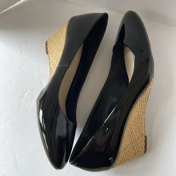 Franco Sarto shoes size 10 black patent leather wedge - Picture 4 of 10
